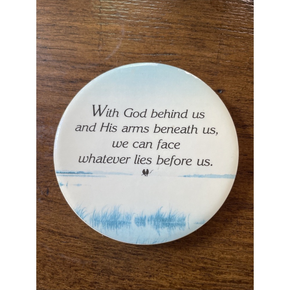With God Behind Us Ceramic Refrigerator Magnet by SanGray 3.5 Inch Circle‎